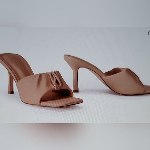 NIB RUCHED SQUARE OPEN TOE MULES DRESS PARTY SLIP ON SLIDE SIZE 10 - Picture 4 of 12